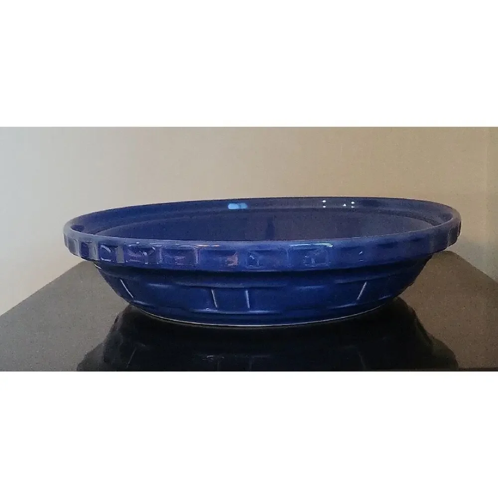Longaberger Blue Pie Plate Woven Traditions Collectible 10″ Basket-Weave Design